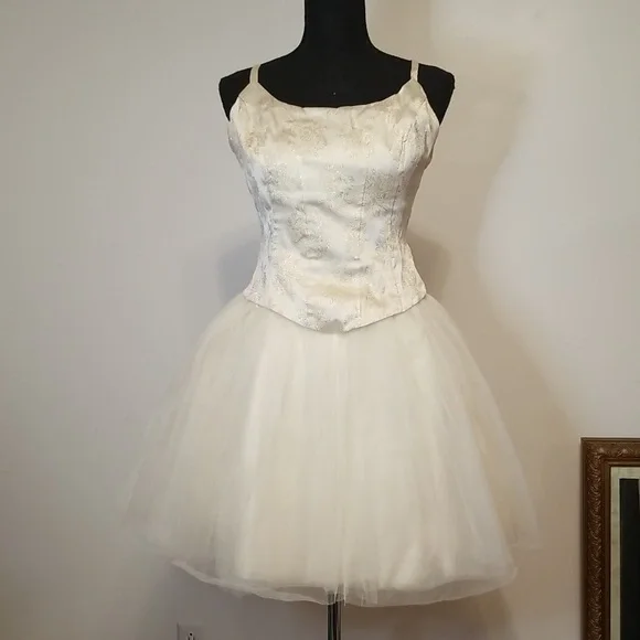 Dave & Johnny | Dresses | Ivory Gold Corset Tutu Dress | Poshmark